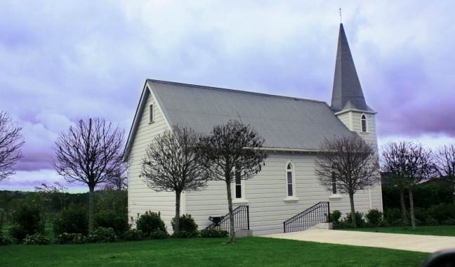 White clapboard church 